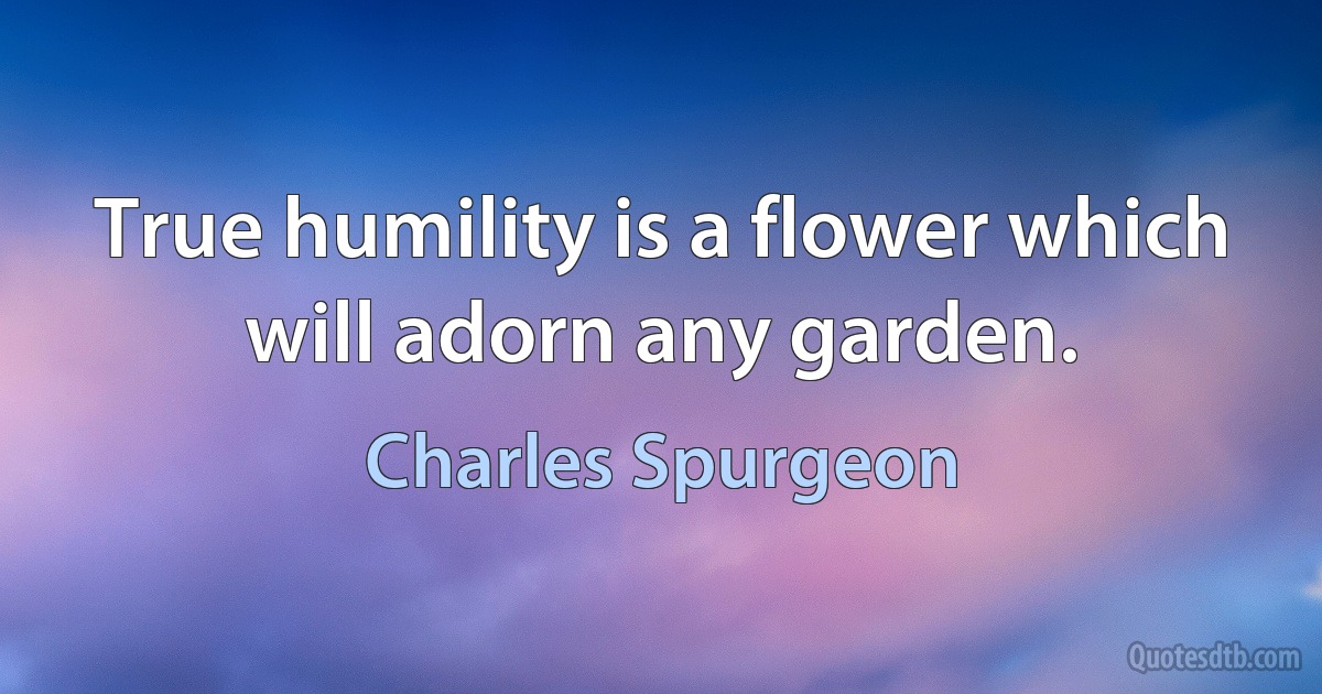 True humility is a flower which will adorn any garden. (Charles Spurgeon)