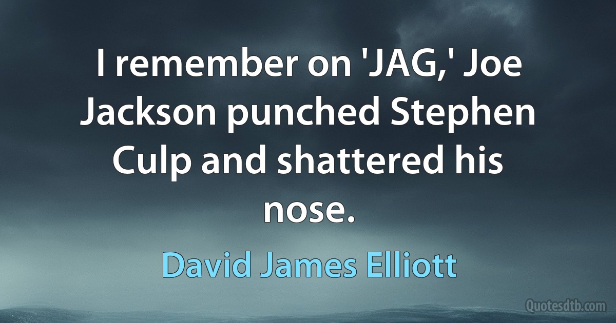 I remember on 'JAG,' Joe Jackson punched Stephen Culp and shattered his nose. (David James Elliott)