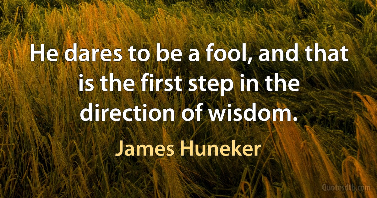 He dares to be a fool, and that is the first step in the direction of wisdom. (James Huneker)