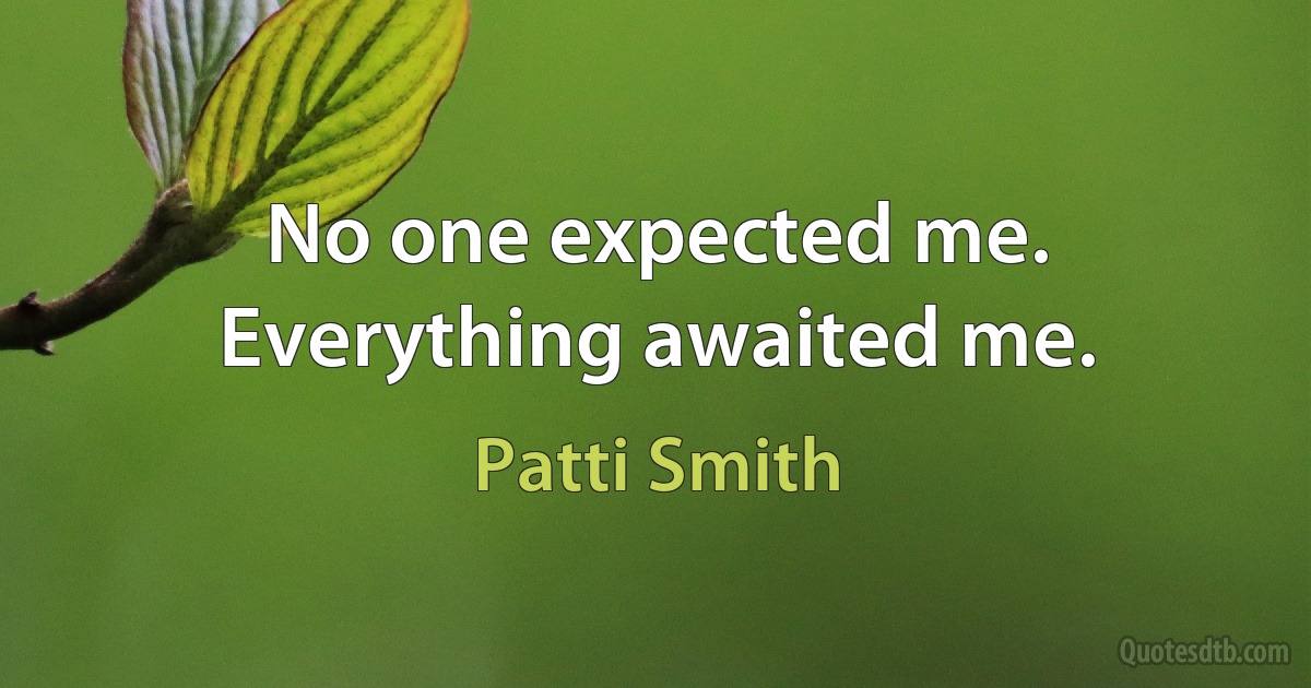 No one expected me. Everything awaited me. (Patti Smith)