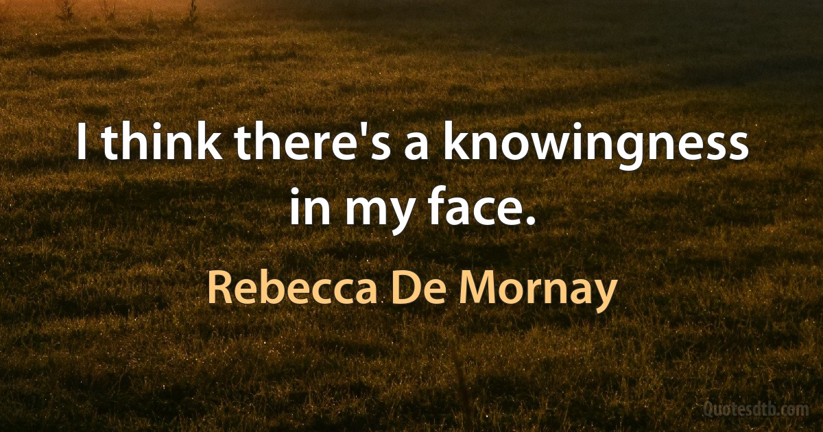 I think there's a knowingness in my face. (Rebecca De Mornay)