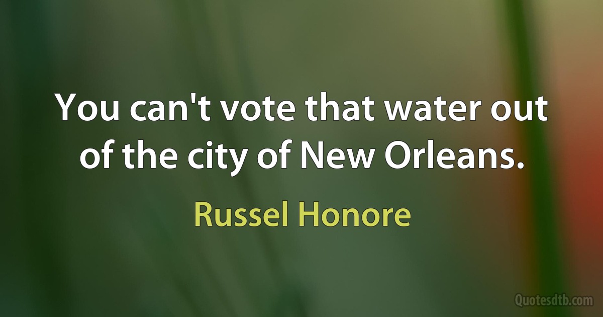 You can't vote that water out of the city of New Orleans. (Russel Honore)