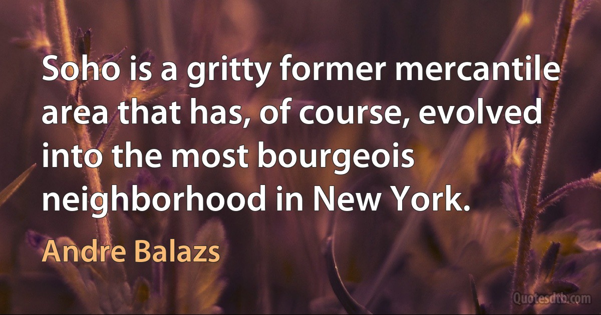 Soho is a gritty former mercantile area that has, of course, evolved into the most bourgeois neighborhood in New York. (Andre Balazs)