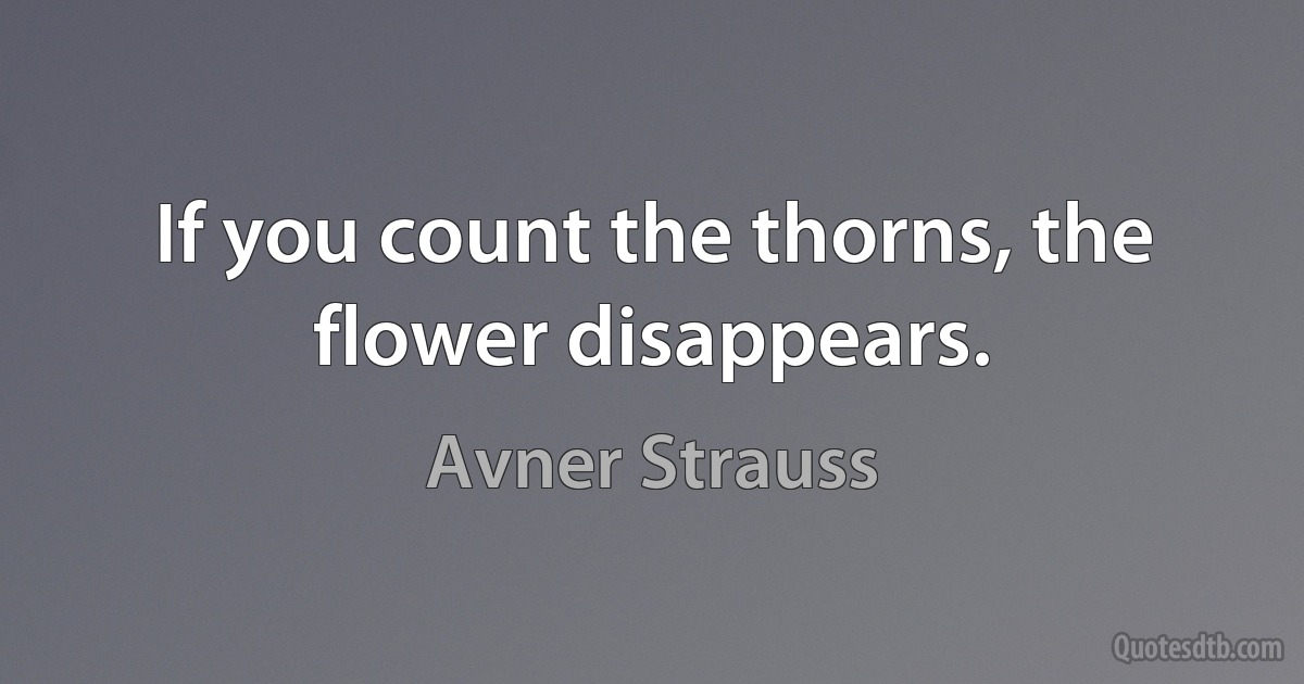 If you count the thorns, the flower disappears. (Avner Strauss)