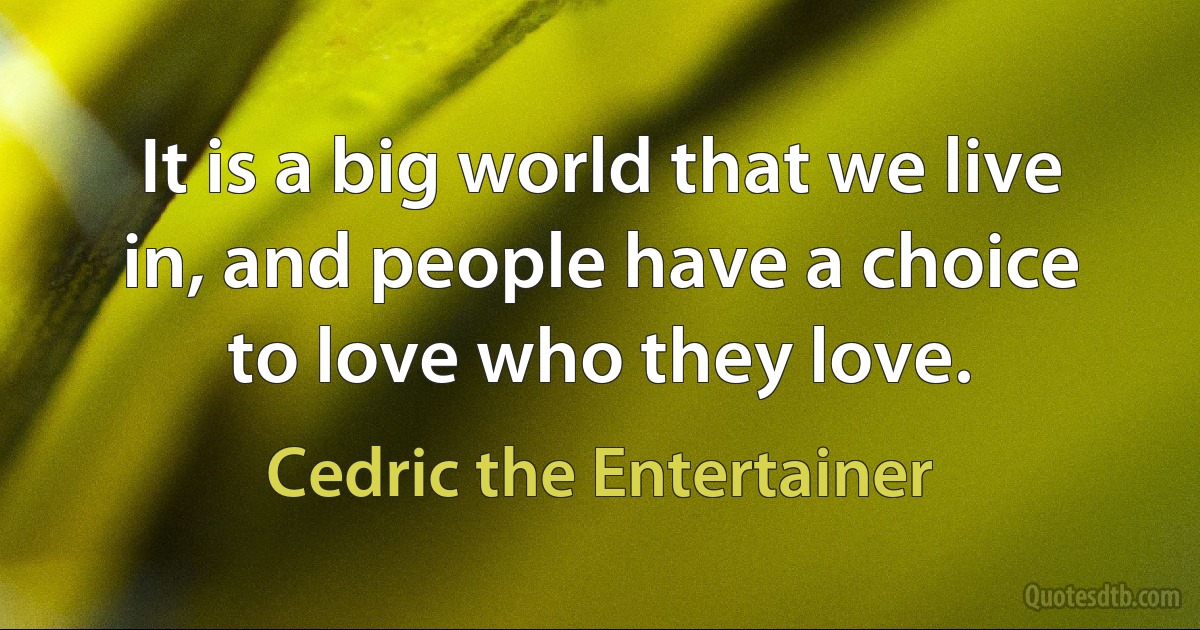 It is a big world that we live in, and people have a choice to love who they love. (Cedric the Entertainer)