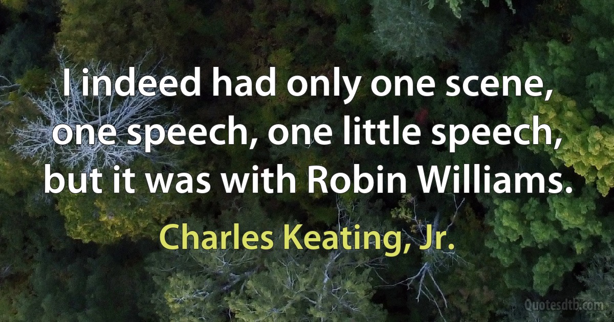 I indeed had only one scene, one speech, one little speech, but it was with Robin Williams. (Charles Keating, Jr.)