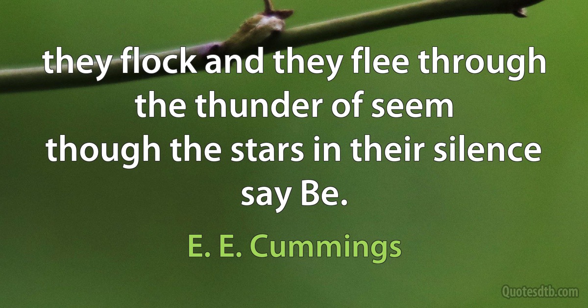 they flock and they flee through the thunder of seem
though the stars in their silence
say Be. (E. E. Cummings)