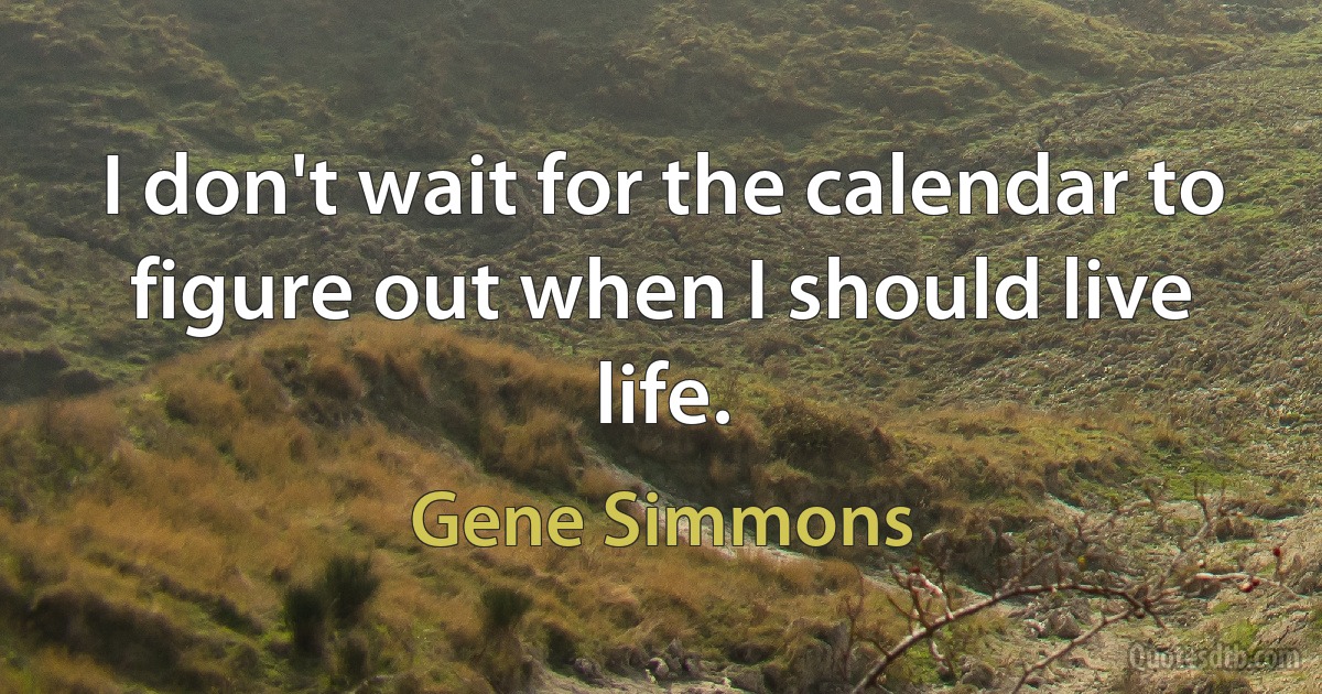 I don't wait for the calendar to figure out when I should live life. (Gene Simmons)