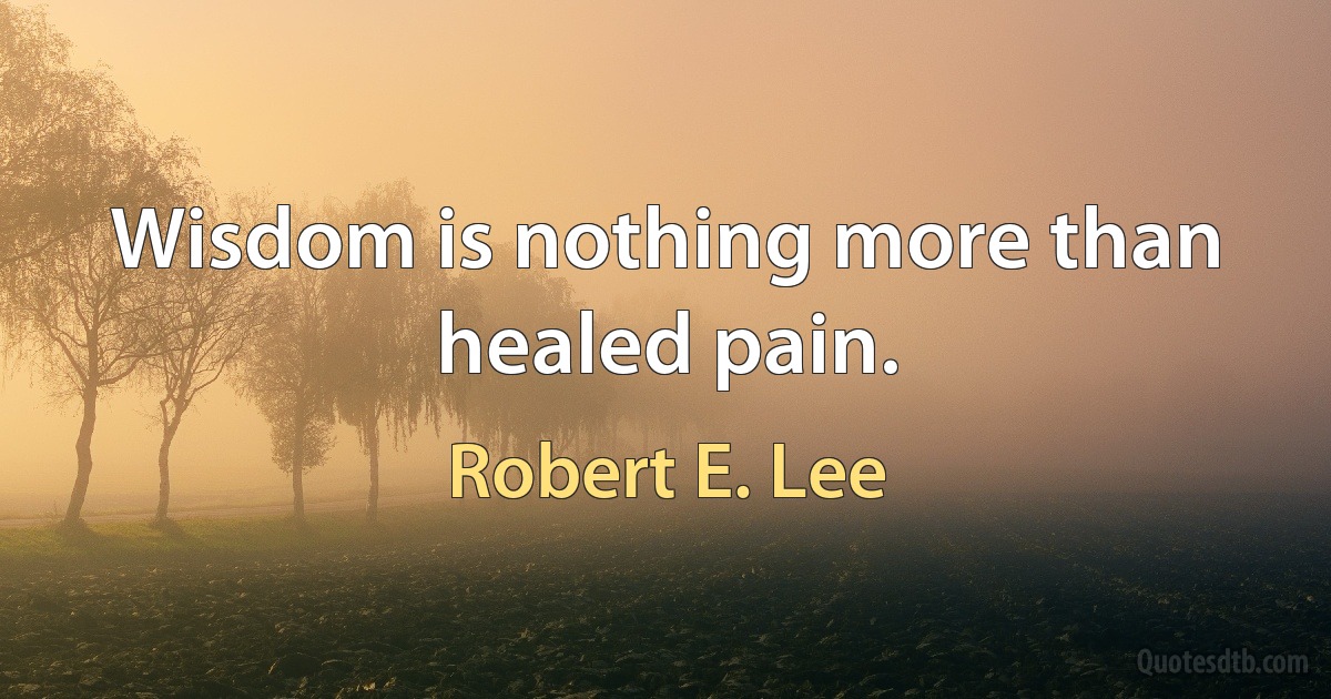 Wisdom is nothing more than healed pain. (Robert E. Lee)