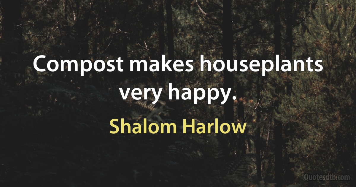 Compost makes houseplants very happy. (Shalom Harlow)