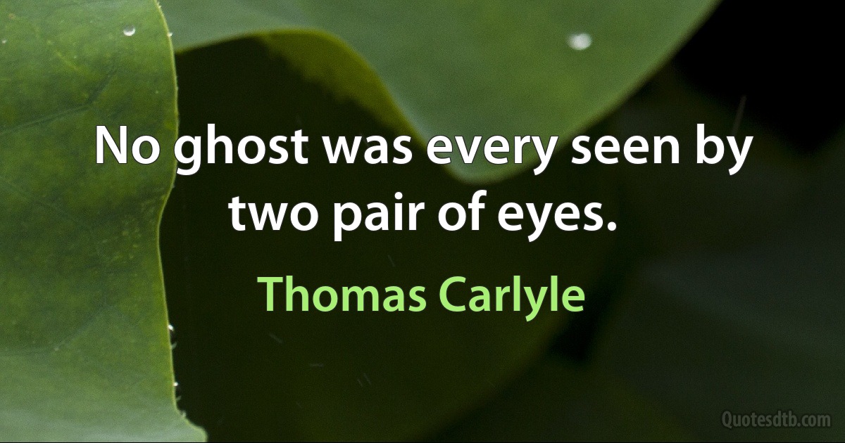 No ghost was every seen by two pair of eyes. (Thomas Carlyle)