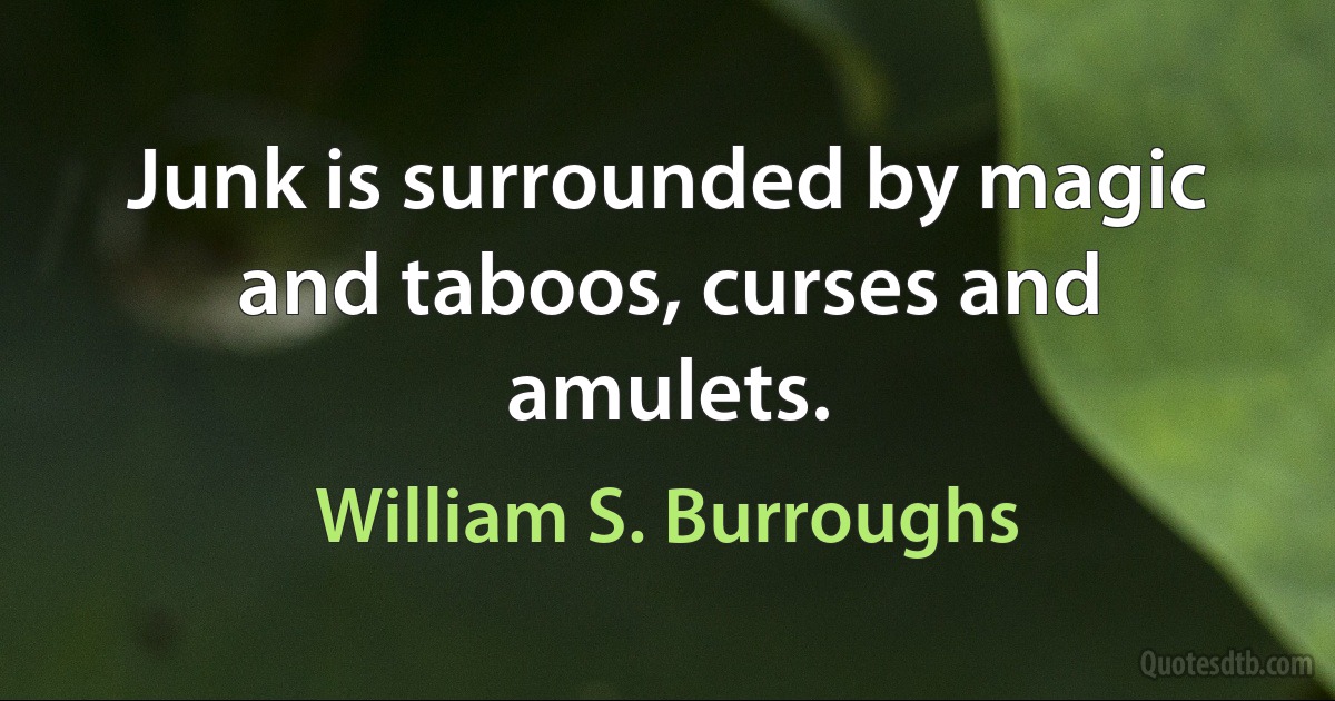 Junk is surrounded by magic and taboos, curses and amulets. (William S. Burroughs)