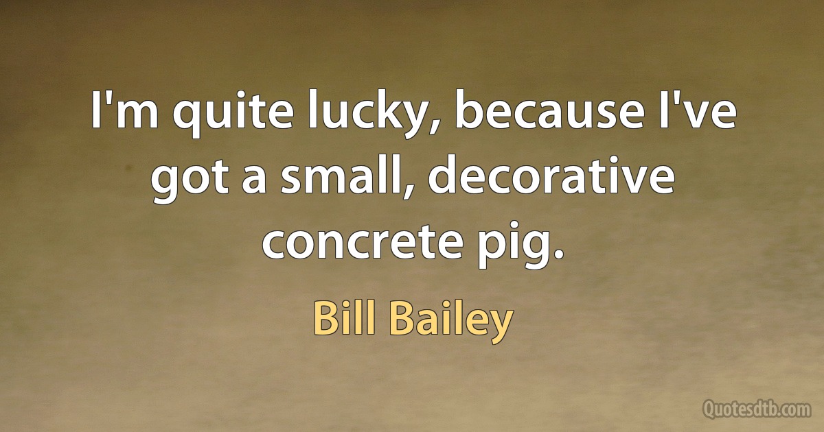 I'm quite lucky, because I've got a small, decorative concrete pig. (Bill Bailey)