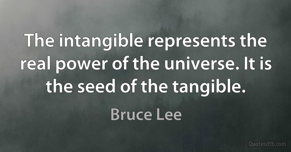 The intangible represents the real power of the universe. It is the seed of the tangible. (Bruce Lee)