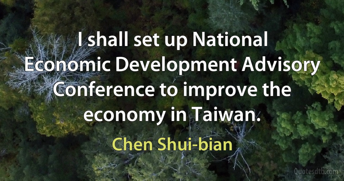 I shall set up National Economic Development Advisory Conference to improve the economy in Taiwan. (Chen Shui-bian)