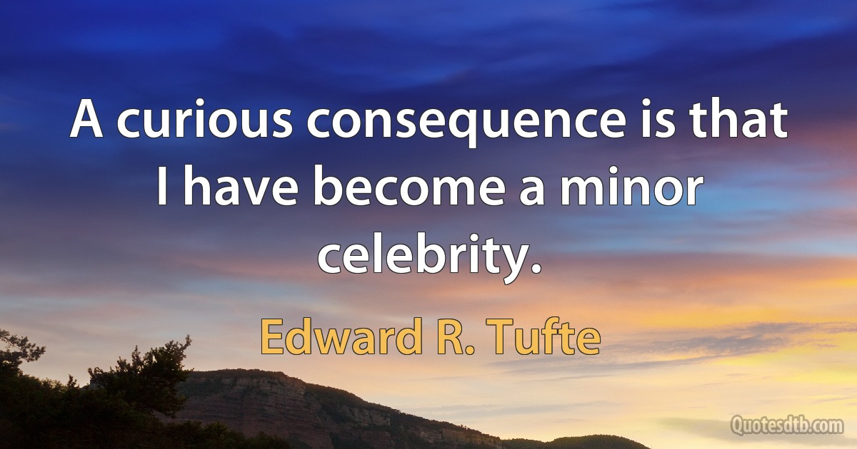 A curious consequence is that I have become a minor celebrity. (Edward R. Tufte)