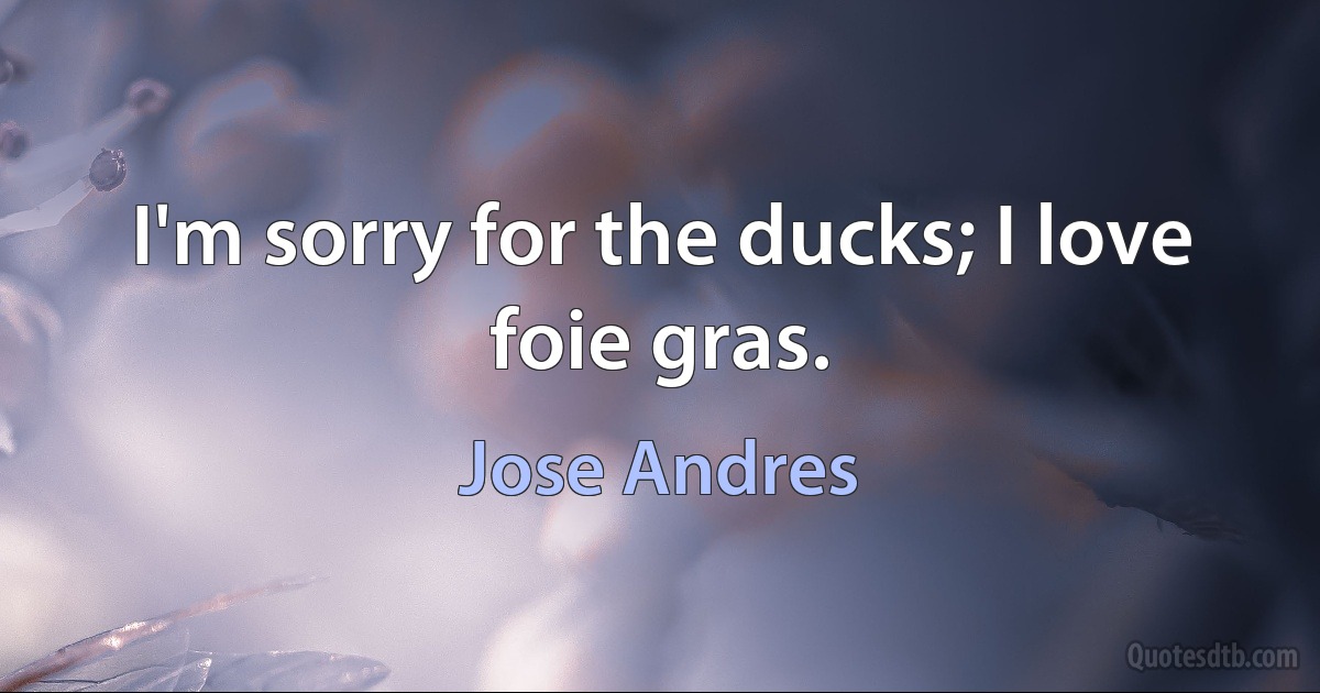 I'm sorry for the ducks; I love foie gras. (Jose Andres)