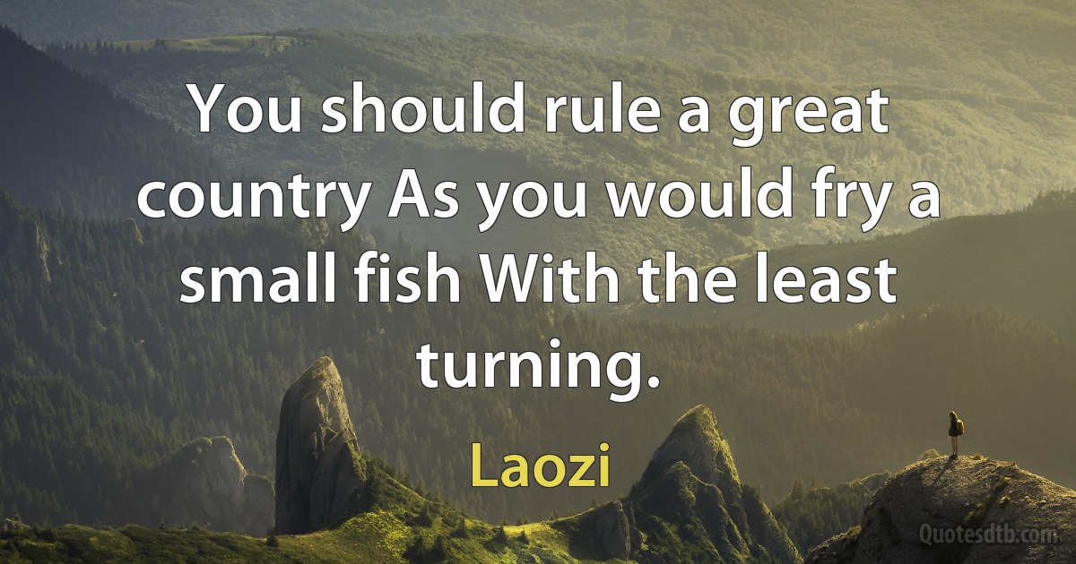 You should rule a great country As you would fry a small fish With the least turning. (Laozi)