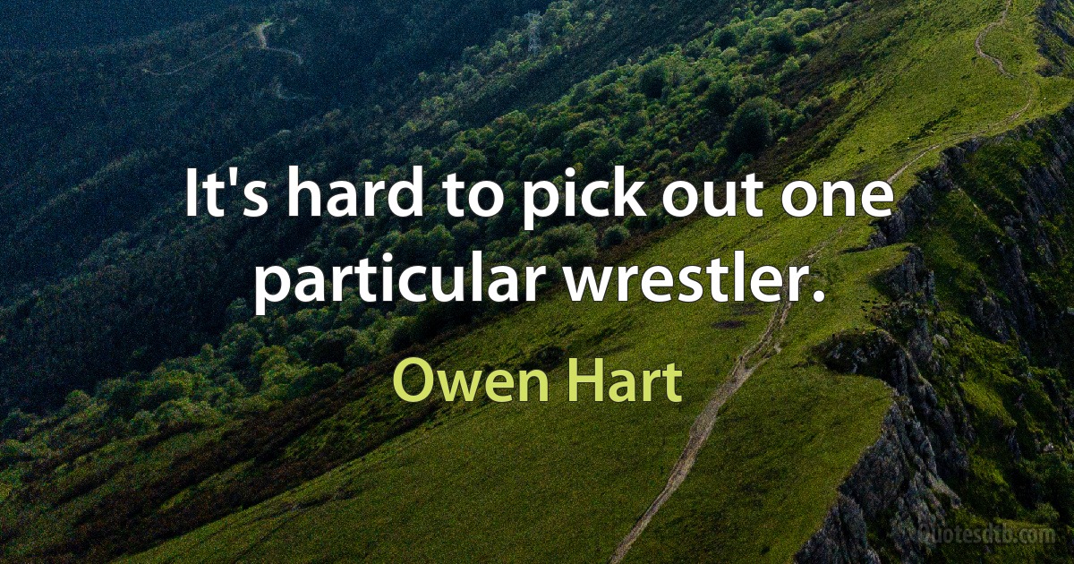 It's hard to pick out one particular wrestler. (Owen Hart)