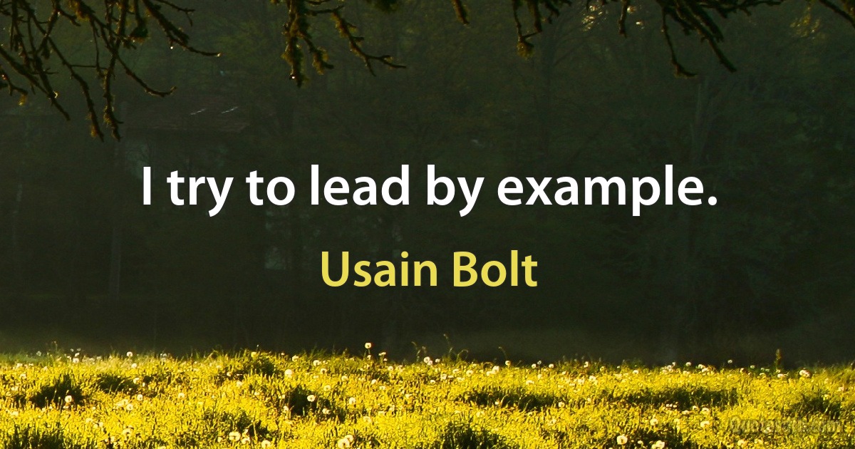 I try to lead by example. (Usain Bolt)