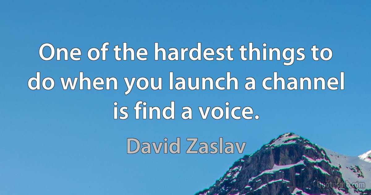 One of the hardest things to do when you launch a channel is find a voice. (David Zaslav)