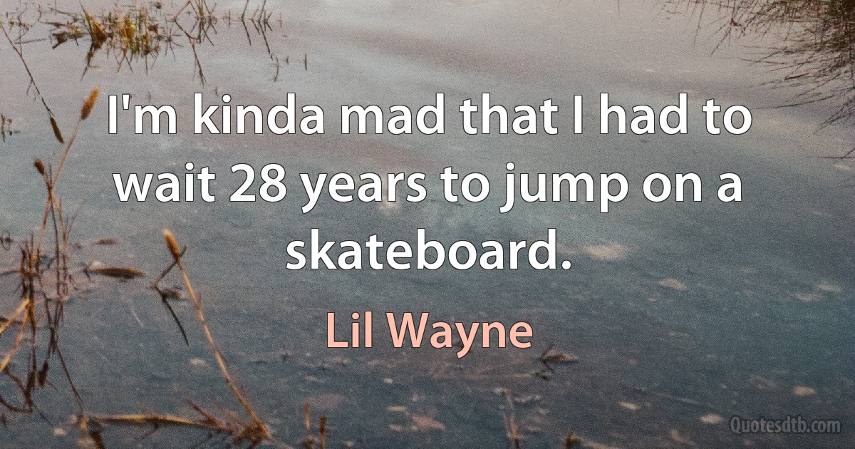 I'm kinda mad that I had to wait 28 years to jump on a skateboard. (Lil Wayne)