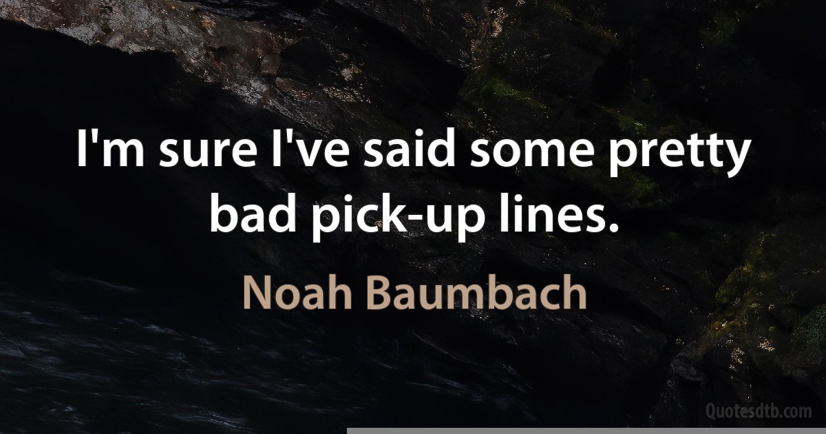 I'm sure I've said some pretty bad pick-up lines. (Noah Baumbach)