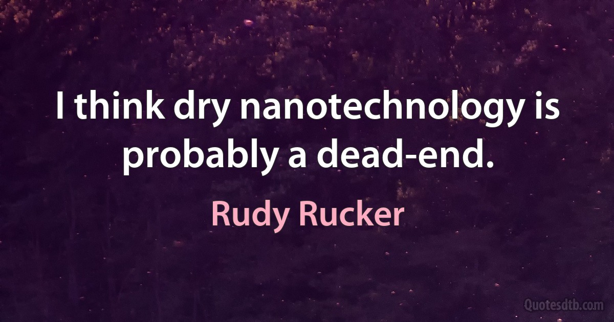 I think dry nanotechnology is probably a dead-end. (Rudy Rucker)