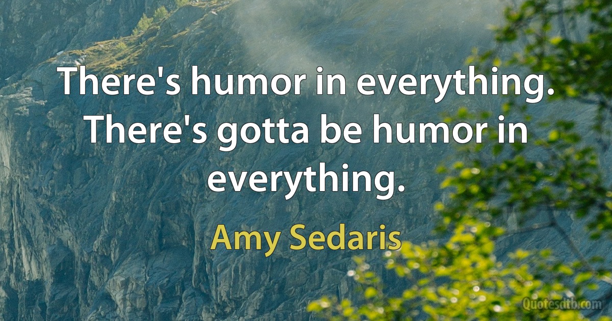 There's humor in everything. There's gotta be humor in everything. (Amy Sedaris)