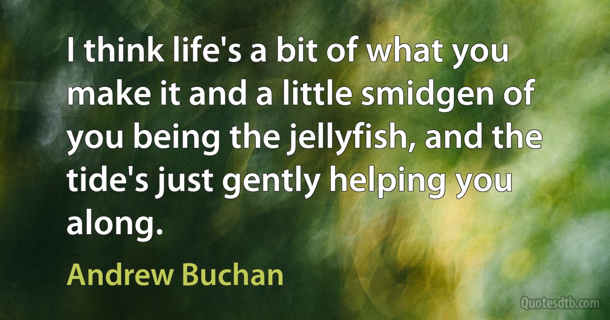 I think life's a bit of what you make it and a little smidgen of you being the jellyfish, and the tide's just gently helping you along. (Andrew Buchan)