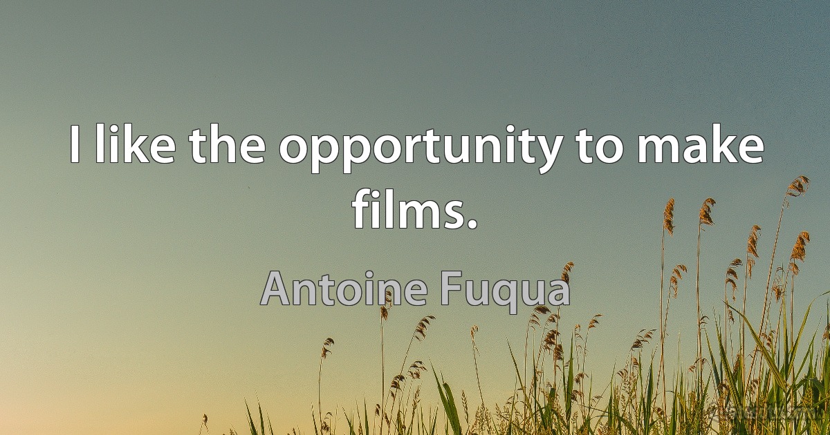 I like the opportunity to make films. (Antoine Fuqua)