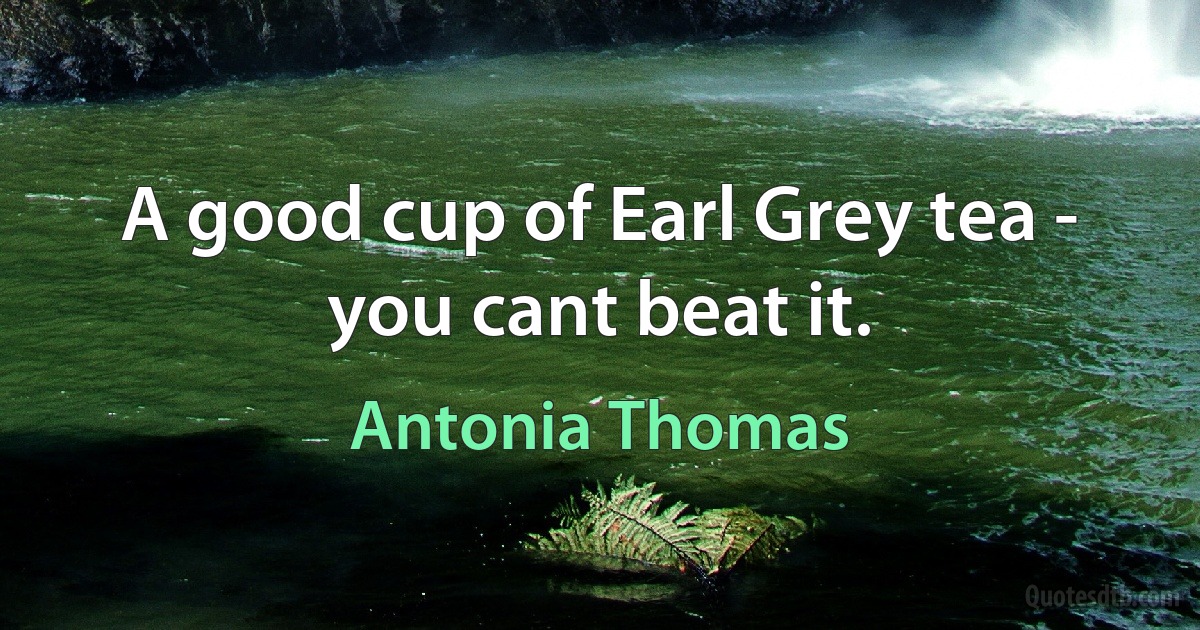 A good cup of Earl Grey tea - you cant beat it. (Antonia Thomas)