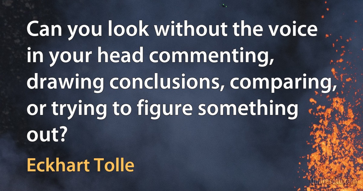 Can you look without the voice in your head commenting, drawing conclusions, comparing, or trying to figure something out? (Eckhart Tolle)