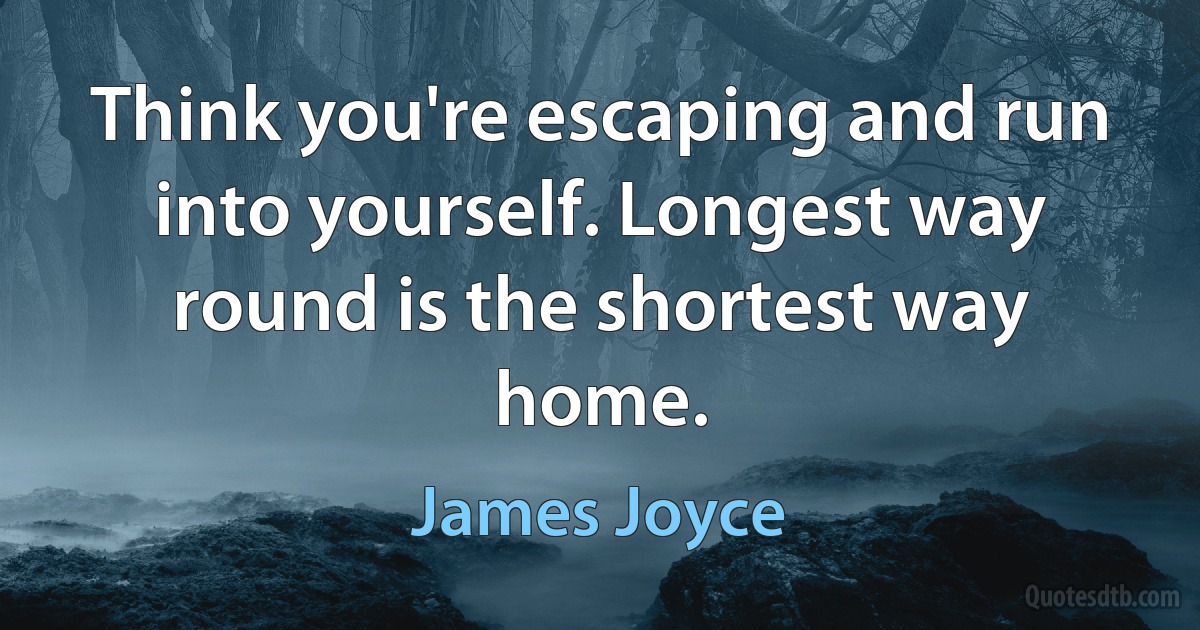 Think you're escaping and run into yourself. Longest way round is the shortest way home. (James Joyce)