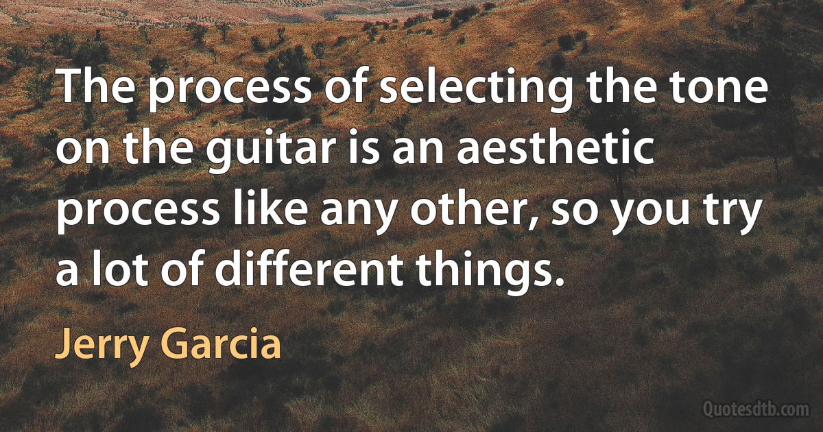 The process of selecting the tone on the guitar is an aesthetic process like any other, so you try a lot of different things. (Jerry Garcia)