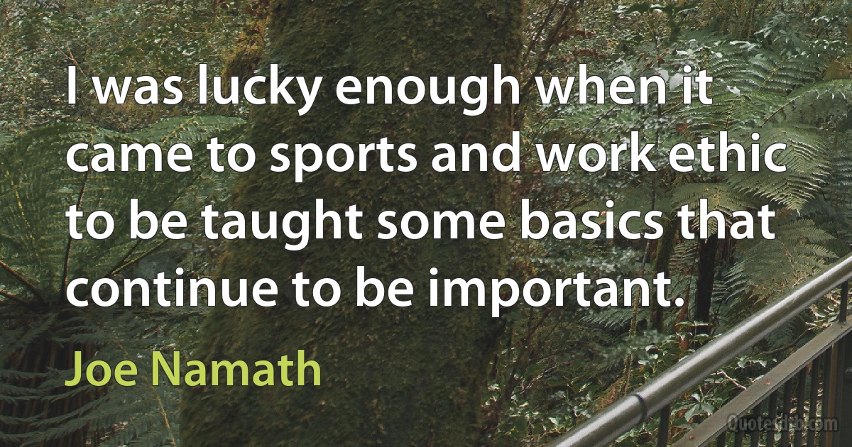 I was lucky enough when it came to sports and work ethic to be taught some basics that continue to be important. (Joe Namath)