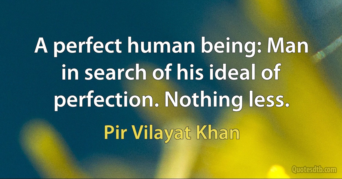 A perfect human being: Man in search of his ideal of perfection. Nothing less. (Pir Vilayat Khan)