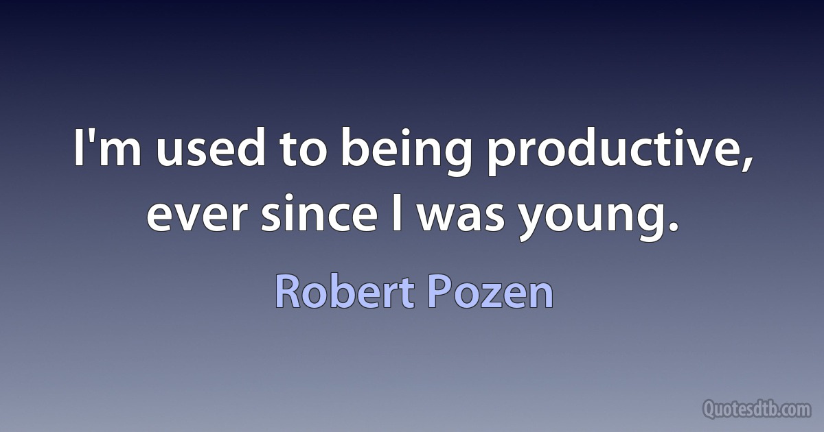 I'm used to being productive, ever since I was young. (Robert Pozen)