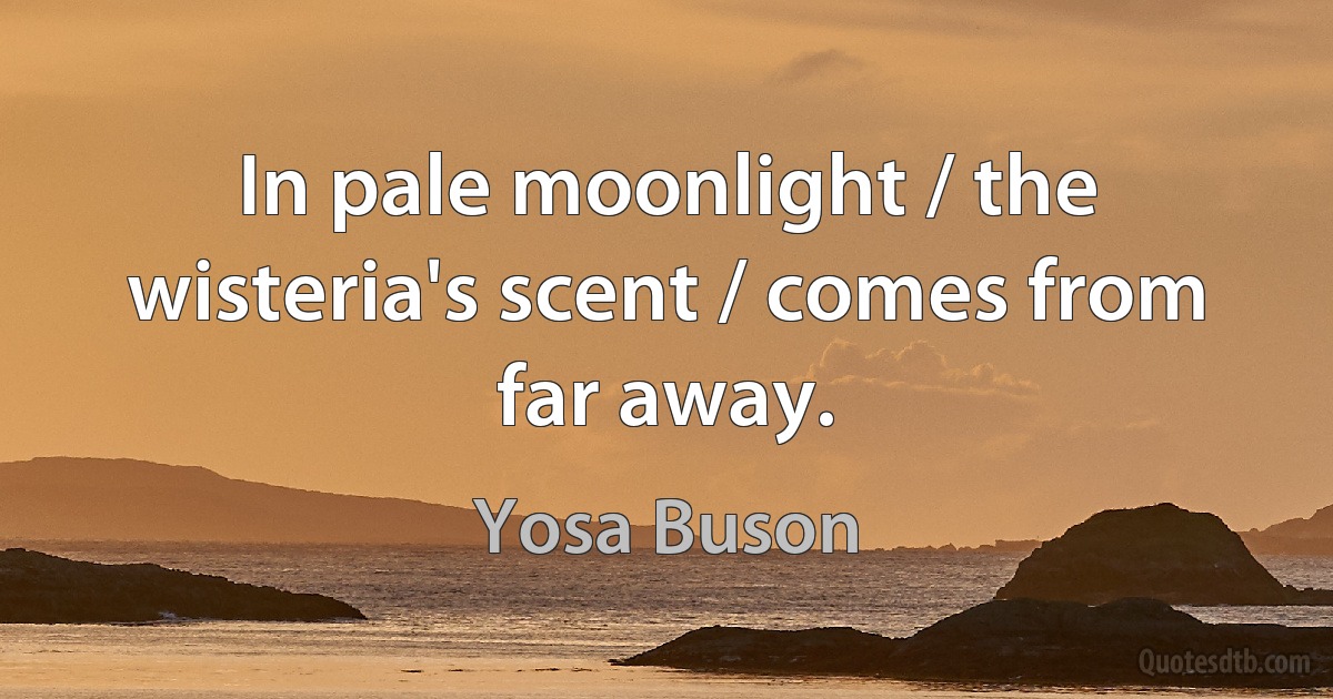 In pale moonlight / the wisteria's scent / comes from far away. (Yosa Buson)