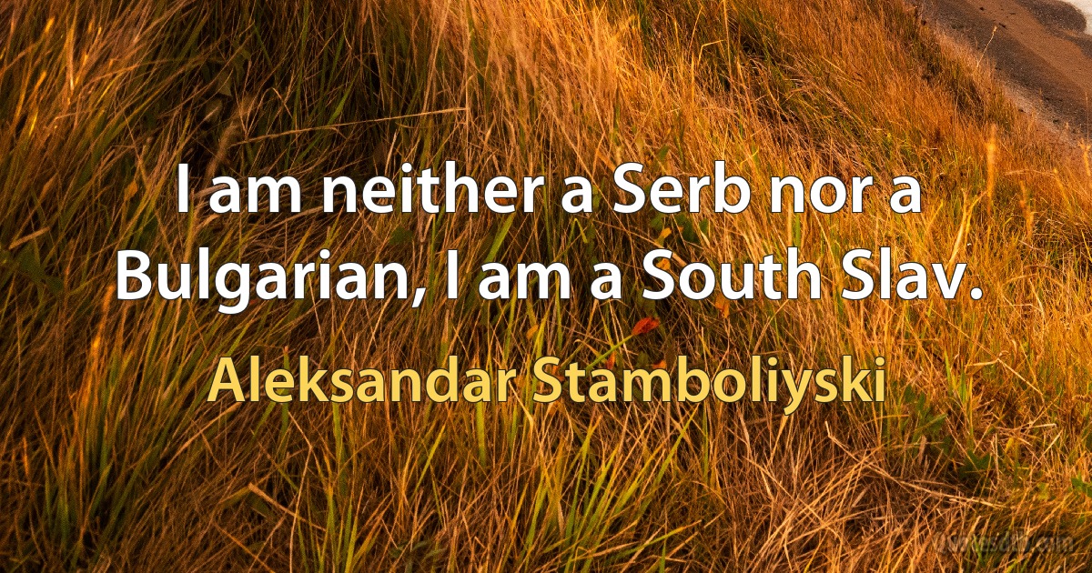 I am neither a Serb nor a Bulgarian, I am a South Slav. (Aleksandar Stamboliyski)