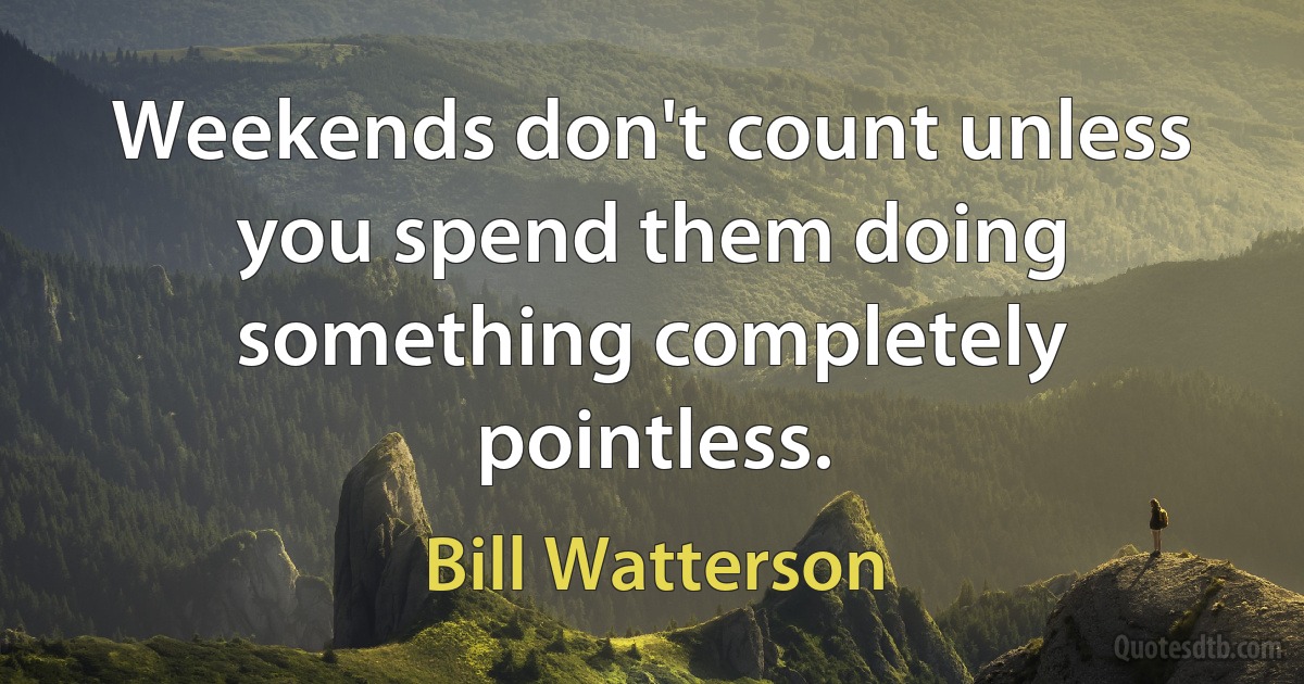 Weekends don't count unless you spend them doing something completely pointless. (Bill Watterson)