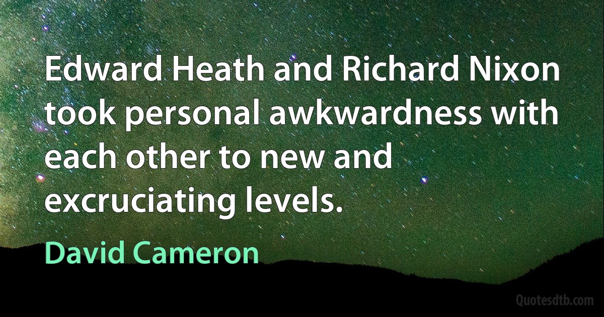 Edward Heath and Richard Nixon took personal awkwardness with each other to new and excruciating levels. (David Cameron)