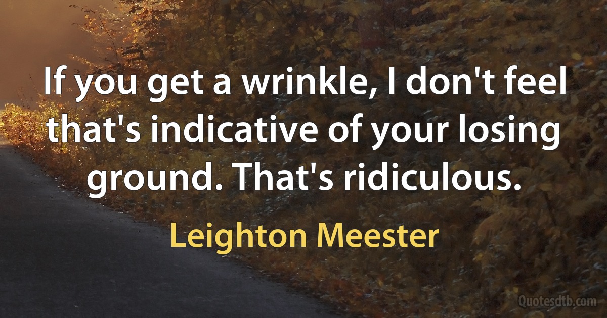 If you get a wrinkle, I don't feel that's indicative of your losing ground. That's ridiculous. (Leighton Meester)