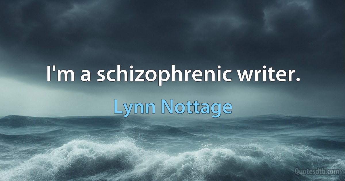 I'm a schizophrenic writer. (Lynn Nottage)