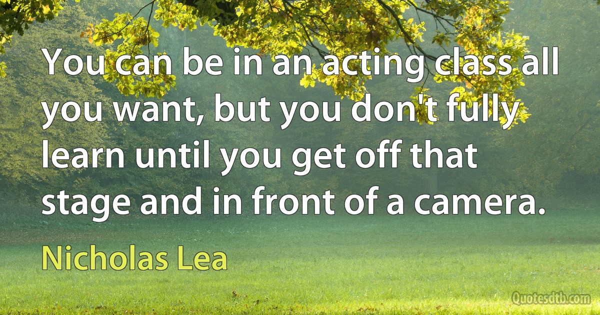 You can be in an acting class all you want, but you don't fully learn until you get off that stage and in front of a camera. (Nicholas Lea)