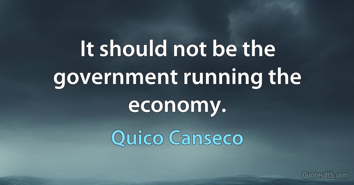 It should not be the government running the economy. (Quico Canseco)