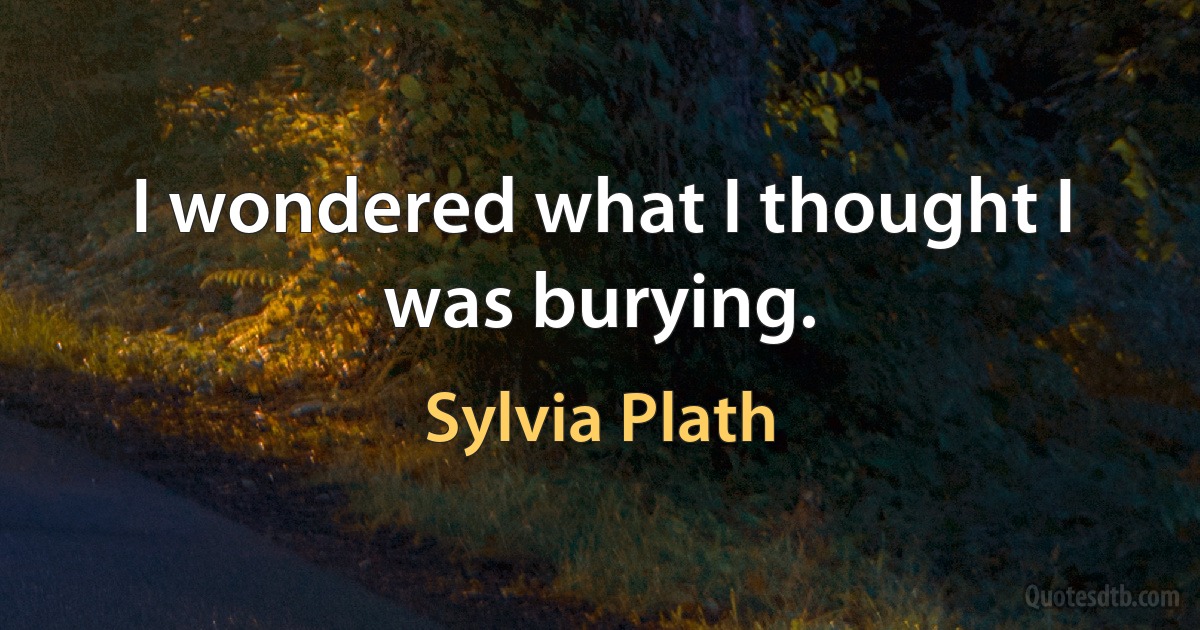 I wondered what I thought I was burying. (Sylvia Plath)