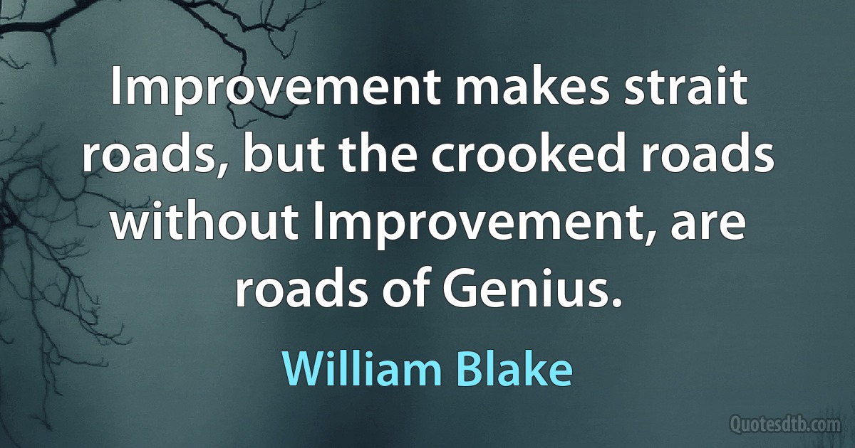 Improvement makes strait roads, but the crooked roads without Improvement, are roads of Genius. (William Blake)