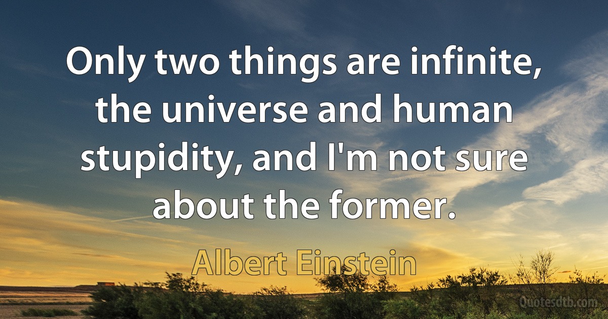 Only two things are infinite, the universe and human stupidity, and I'm not sure about the former. (Albert Einstein)