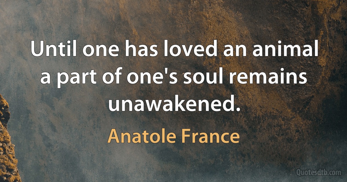 Until one has loved an animal a part of one's soul remains unawakened. (Anatole France)